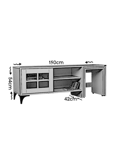 Revival Metal Ayaklı Tv Ünitesi 150 Cm Koyu Meşe