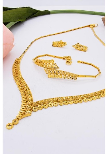 22 Ayar Altın Füzyon Döküm Set Altın Takı Seti A077737set