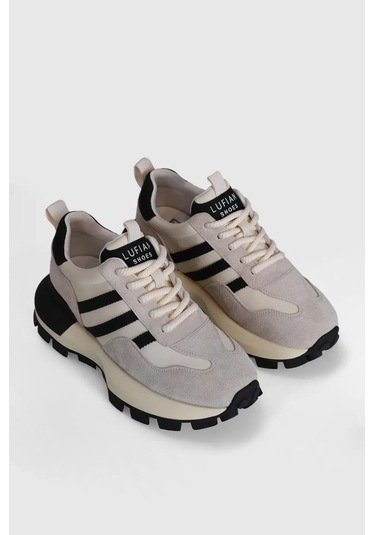 Lufıan Tatum Ekru Deri Kadın Sneaker 001