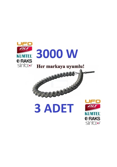 3 Adet 3000W İnfrared Soba Rezistansı