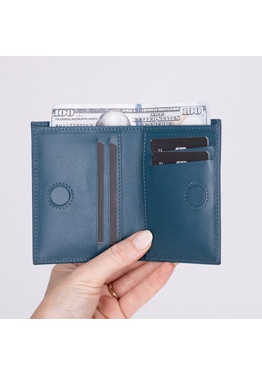 Nigra Hakiki Deri, El Yapımı Cüzdan Gölgeli Mavi Mavi