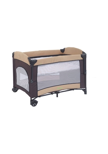 Mastic Anne Yanı Sallanır Cibinlikli Oyun Parkı Bebek Beşik 70x110 Cm Bej