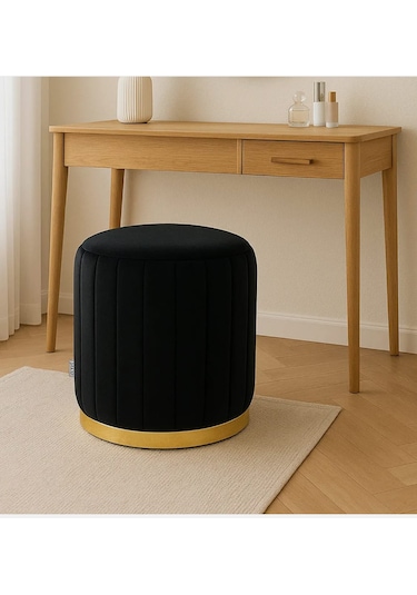 Blush Black Modern Puf Şık Ve Modern Tasarım Siyah - Altın