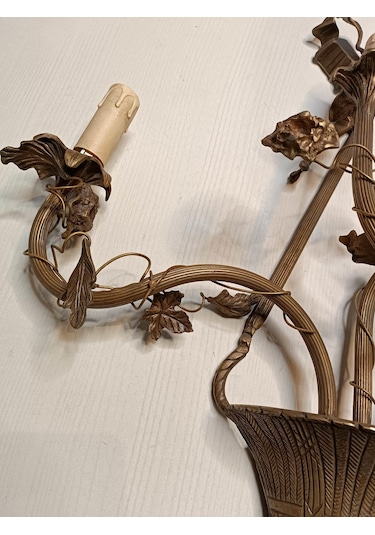 Antika 3 Kollu Pirinç Duvar Aplik 65x62x12cm 1 Adet