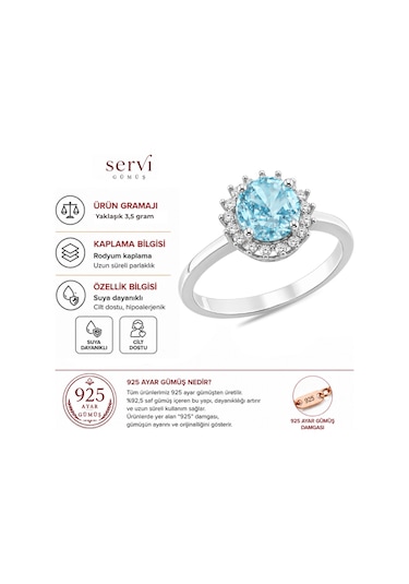 Servi 925 Ayar Gümüş Rainbow Taşlı Yüzük-80