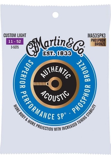 Martin Co Ma535pk3 Sp Phosphor Bronze Akustik Gitar Telleri Extra Light+ 11-52 3 Set