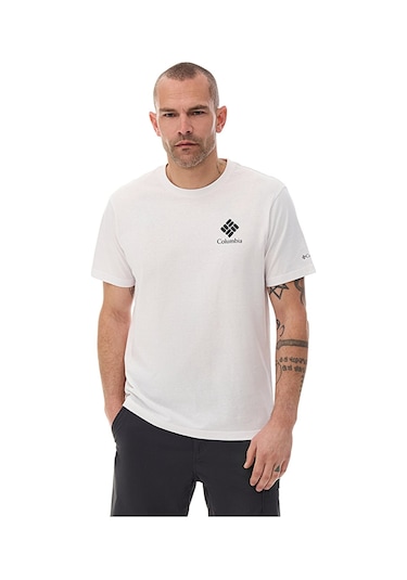 Columbia Cs0481 Csc M Stacked Gem Ss Erkek T-shirt-33123 Beyaz