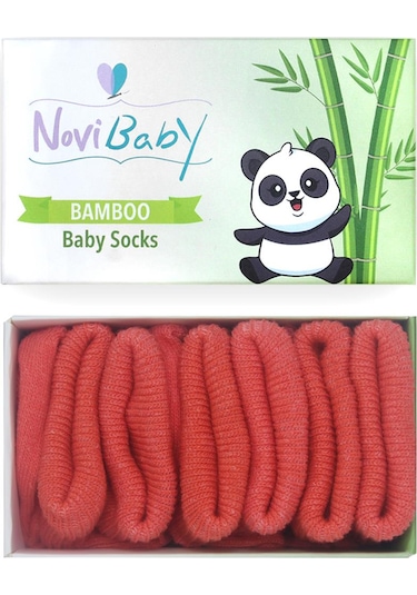 Novibaby 3'lü Bambu Yenidoğan Bebek Çorabı I Orange I 0-6 ay "Karışık Renkli"