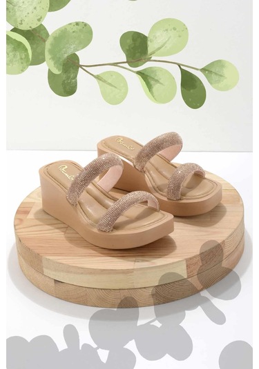 Nude Lame Kadın Terlik K04824217909 Nude