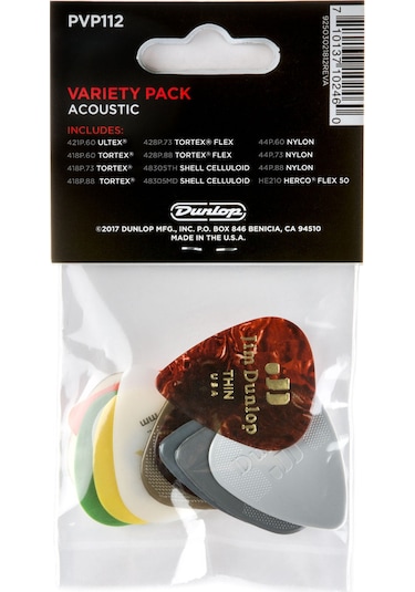 Jim Dunlop Pvp112 Acoustic Pick Variety Pack 12li Pena