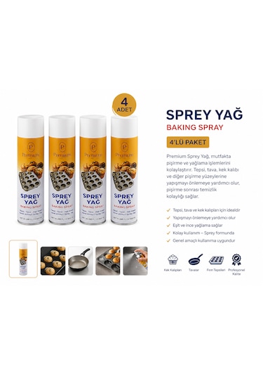Premium Sprey Tava Yağı 600ml 4ad