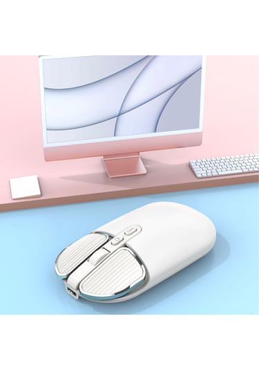 Yaozixa T600 Kablosuz Fare: 2.4g+bt5.1, Uv Dokunmatik Kaplama, Sessiz Tasarım, Tek Tık Masaüstü, 500mah Şarjlı Pil, Beyaz Diğer