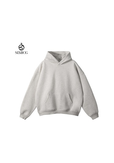 Gençler İçin Sonbahar Ve Kışlık Rahat Sweatshirt, Düz Renk Erkek Kapüşonlu Sweatshirt Koyu Beyaz