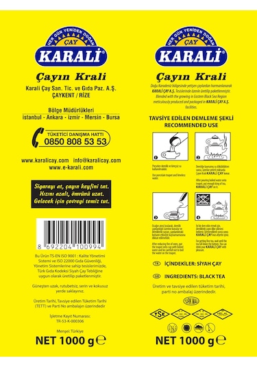 Karali Premium Filiz Siyah Dökme Çay 3 x 1 KG