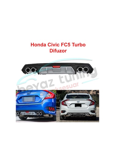 Honda Civic Fc5 Turbo Difüzör Arka Tampon Çift Egzoz Çıkışlı