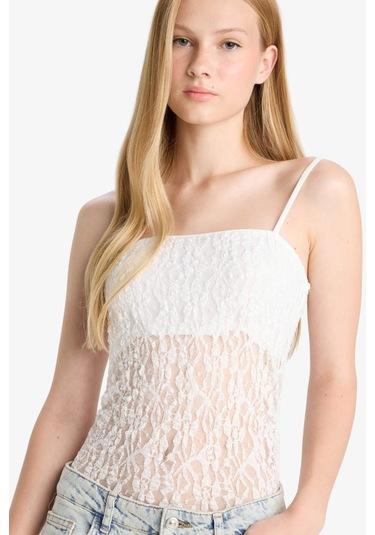 Defacto Coool Fitted Dantel Bodysuit F7895ax25hswt32 Beyaz