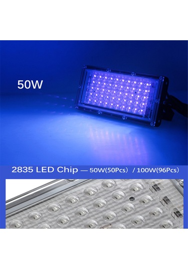 Fosenze 50w 395nm Led Uv Feneri, Ip65 Su Geçirmez, İç/harici Kullanım, Parti Ve Sahne Işığı, Avrupa Standartı Şarj, 220v Alüminyum Gövde Siyah