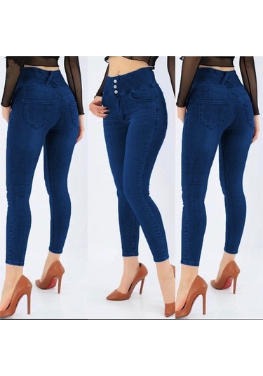 Efnaz Style Yüksel Bel Likralı Kot Pantolon Lacivert