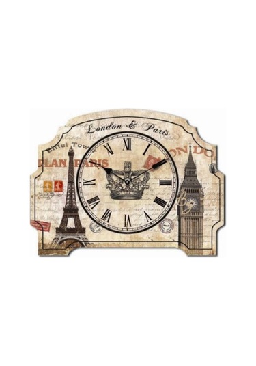 AHŞAP SAATLER › Saatler-MB LONDON TEMALI DUVAR SAATİ-24*18*3 CM Ahşap