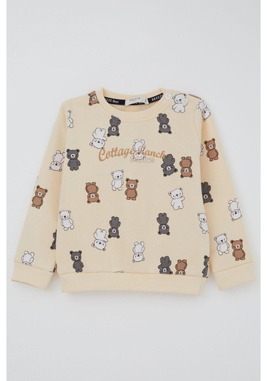 Breeze Erkek Çocuk Eşofman Takımı Sevimli Ayıcıklar Desenli 1-4 Yaş, Krem Krem