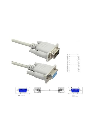 1.8 Metre Rs232 9 Pin Erkek To Rs 232 9 Pın Dişi Db9 Seri Kablo