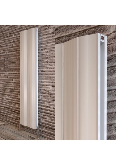 Lojimax Alüminyum Çift Panel Dikey Radyatör Amazonite Double 1800x204mm 2 Dilim Dokulu Beyaz 931 W Yüksek Isıl Güç