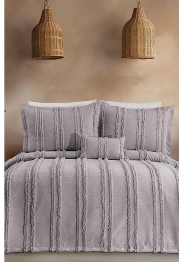 Ways Şönil Çift Kişilik Yatak Örtüsü Gri Gri