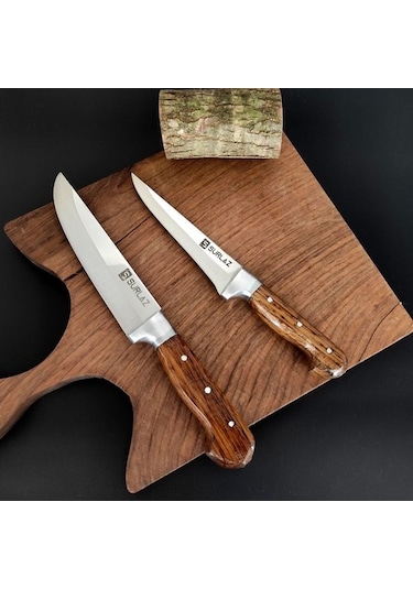 Sürlaz Pro 2 Parça  Ahşap Saplı Bıçak Seti