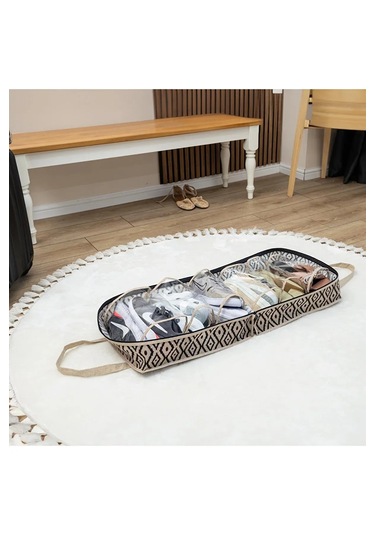 2'li Çok Amaçlı Çanta Ayakkabı Kıyafet Ve Makyaj Çantası Bej