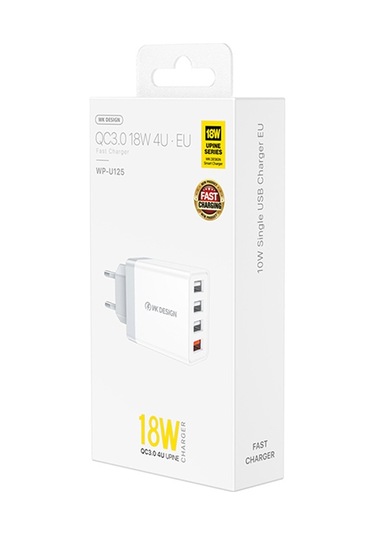 Wk Wp-u125 Youpin Serisi 18w Qc3.0 4 Usb Portları Hızlı Seyahat Şarj Cihazı, Ab Fişi Diğer