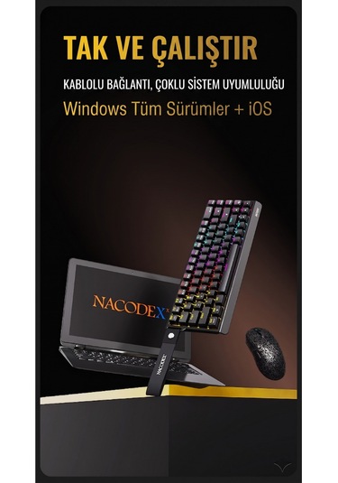 Nk68v2 Hot Swap Kablolu Mekanik Oyun Klavyesi- Red Switch-bilek Askılı