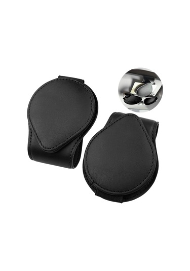 Siyah Araba Gözlük Tutucu, Pu Deri Manyetik Güneş Gözlüğü Askısı, Evrensel Güneşlik Tutucu, Adsorp'lu Pratik Araba Gözlük Tutucu