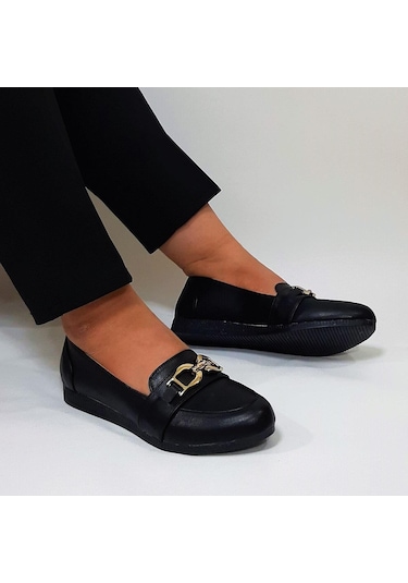 Fiyra Sdf612 Tokalı Fiyonk Siyah Kaymaz Bayan Babet 001