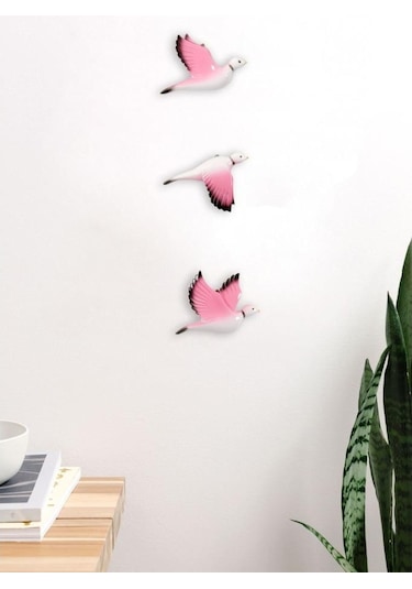 Dekoratif Üçlü Güvercin Duvar Süsü Üçlü Kuş Ev Dekoru (479811067)
