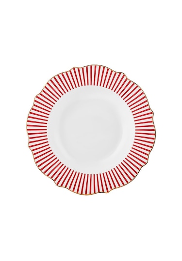 Karaca New Romantic Kırmızı İnce Çizgili Çukur Tabak 24 cm