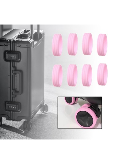 Homyl 8 Adet Bagaj Bavul Tekerlekleri Kapak Düşük Gürültü Pembe