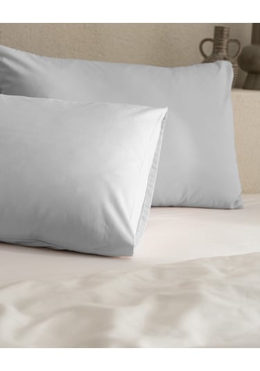 Madame Coco Manon %100 Pamuk Ranforce Düz 2'li Yastık Kılıfı Seti - Gri Gri