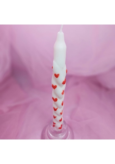 Şamdan Mum Kırmızı Kalpli 2 Li Set