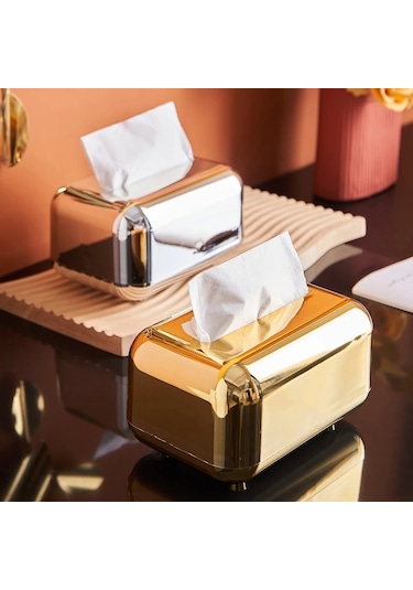 Altın-lüks Altın Doku Kutuları Depolama Peçete Tutucu Mutfak Doku Kutusu Kağıt Kutusu Organizatör Süsleme Zanaat Masaüstü Doku Tutucu