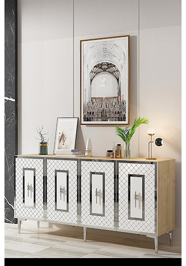 Ka1510dbs Puma Konsol, Tv Sehpası Safirmeşe-beyaz-sılver 150cm Safirmeşe-beyaz-sılver