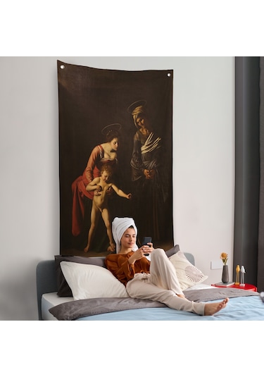 Caravaggio - Madonna Ve Çocuk, Aziz Anne İle Duvar Örtüsü-7359