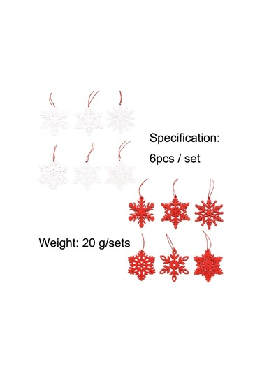 6 Adet / Takım Ahşap Kar Yılbaşı Ağacı Süsleri Beyaz
