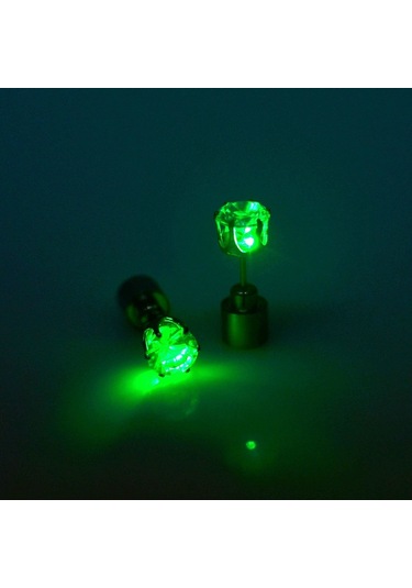 1 Çift Moda Led Küpe Parlayan Işık Up Elmas Küpe Saplama Yeşil