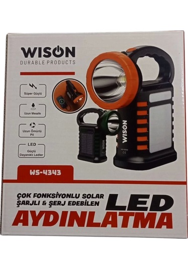 Wıson Ws-4343 Çok Fonksiyonlu Solar Şarjlı Powerbanklı Kamp Lambası