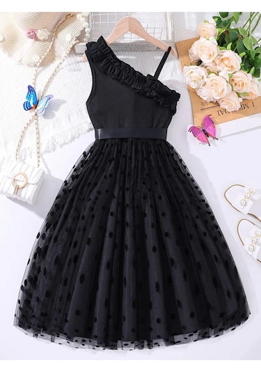 Varas Askılı Elbise - Mezuniyet Elbisesi - Kız Çocuk Abiye Gösteri Elbisesi A.Yeşil