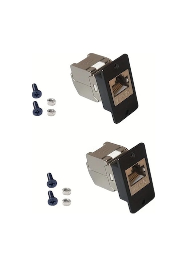 Xuweiwei Siyah 2 Adet Kategorisi 7 Rj45 Metal Panel Vidalı Montaj Güç Hatı Ağ Adaptörü 5 Adet