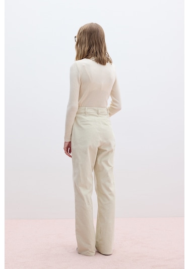 Fitilli Kadife Straıght Fit Pantolon Vanilya Vanilya Ekru