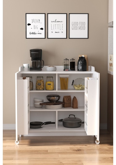 Bofigo Gökçe Çok Amaçlı Erzak Kiler Mutfak Dolabı Beyaz