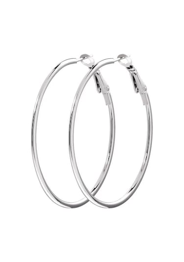 By Zeyna Aksesuar Kadın 316 L Çelik 6 Cm Halka Küpe-5057 Gümüş