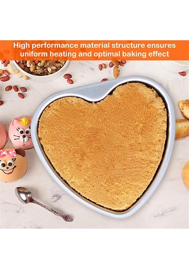 İnç Kalp Şeklinde Kek Kalıbı, Alüminyum Kalp Kek Kalıbı Gümüş